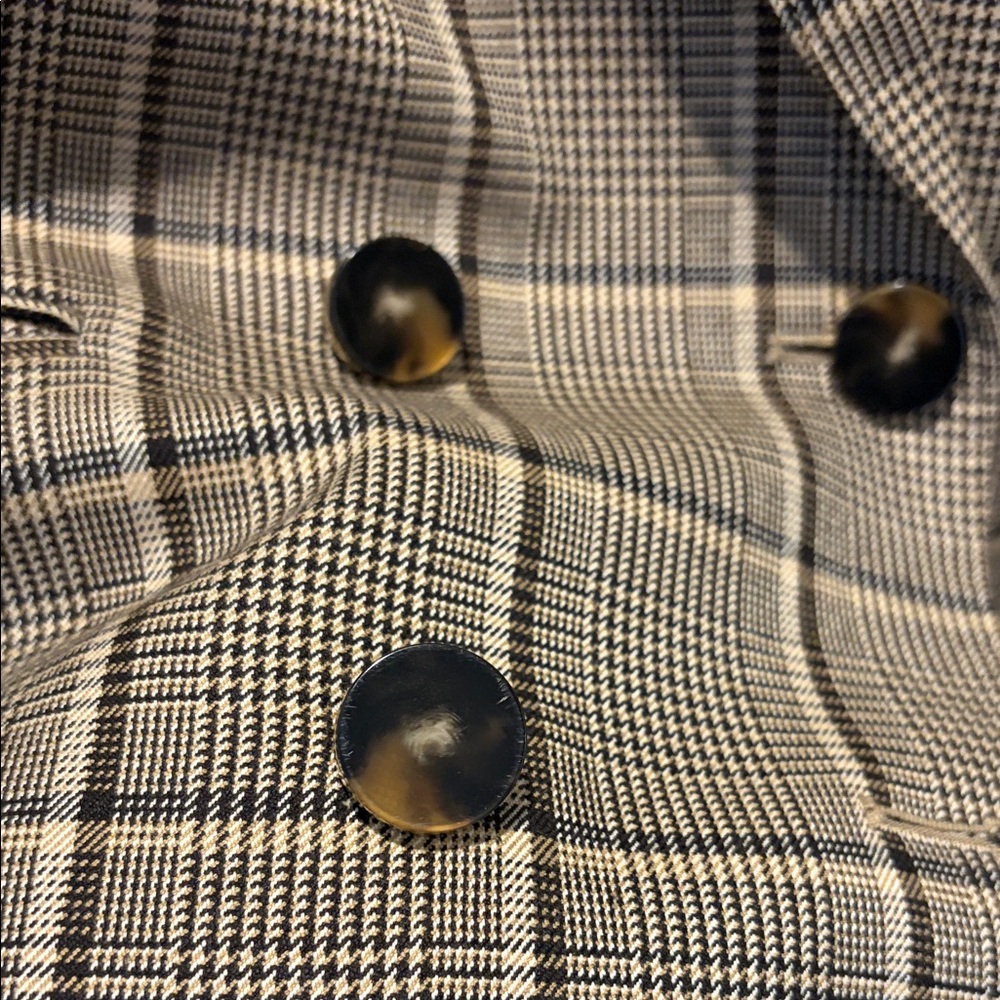 Reiss Brown Plaid Double-Breasted Blazer - Picture 4 of 6